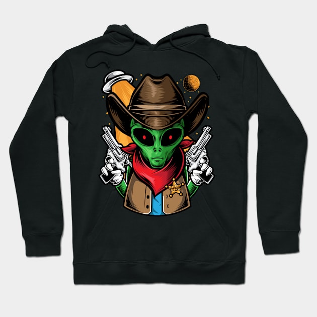 Alien Sheriff Hoodie by InksyndromeArtwork